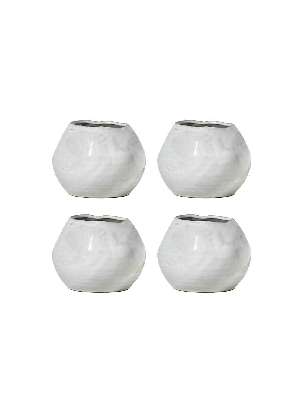 Free-From Edge Glazed Ceramic Vase, in 4 Shapes