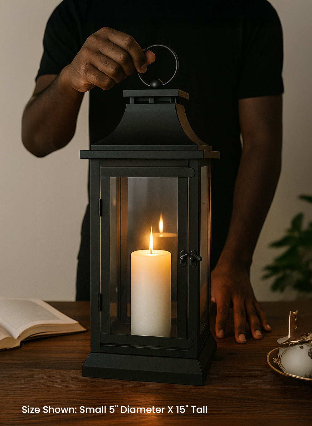 Classic Black/ White Hurricane Lantern, in 3 sizes
