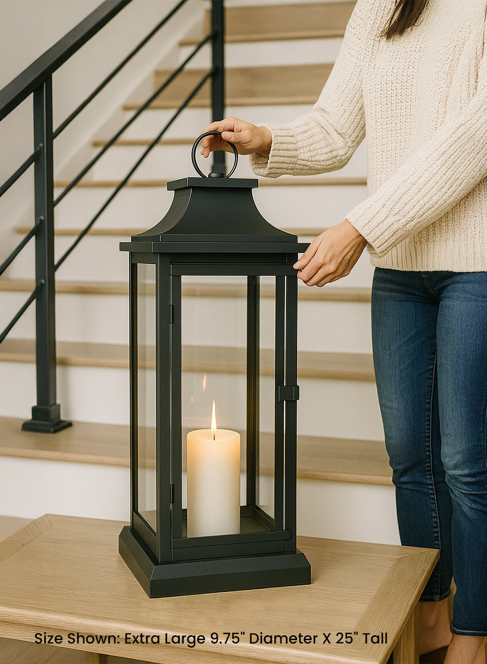 Classic Black/ White Hurricane Lantern, in 3 sizes
