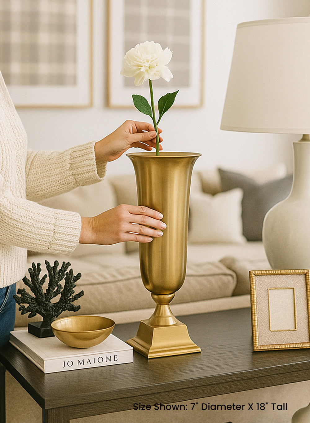 Gold Pedestal Urn Vase and Bowl