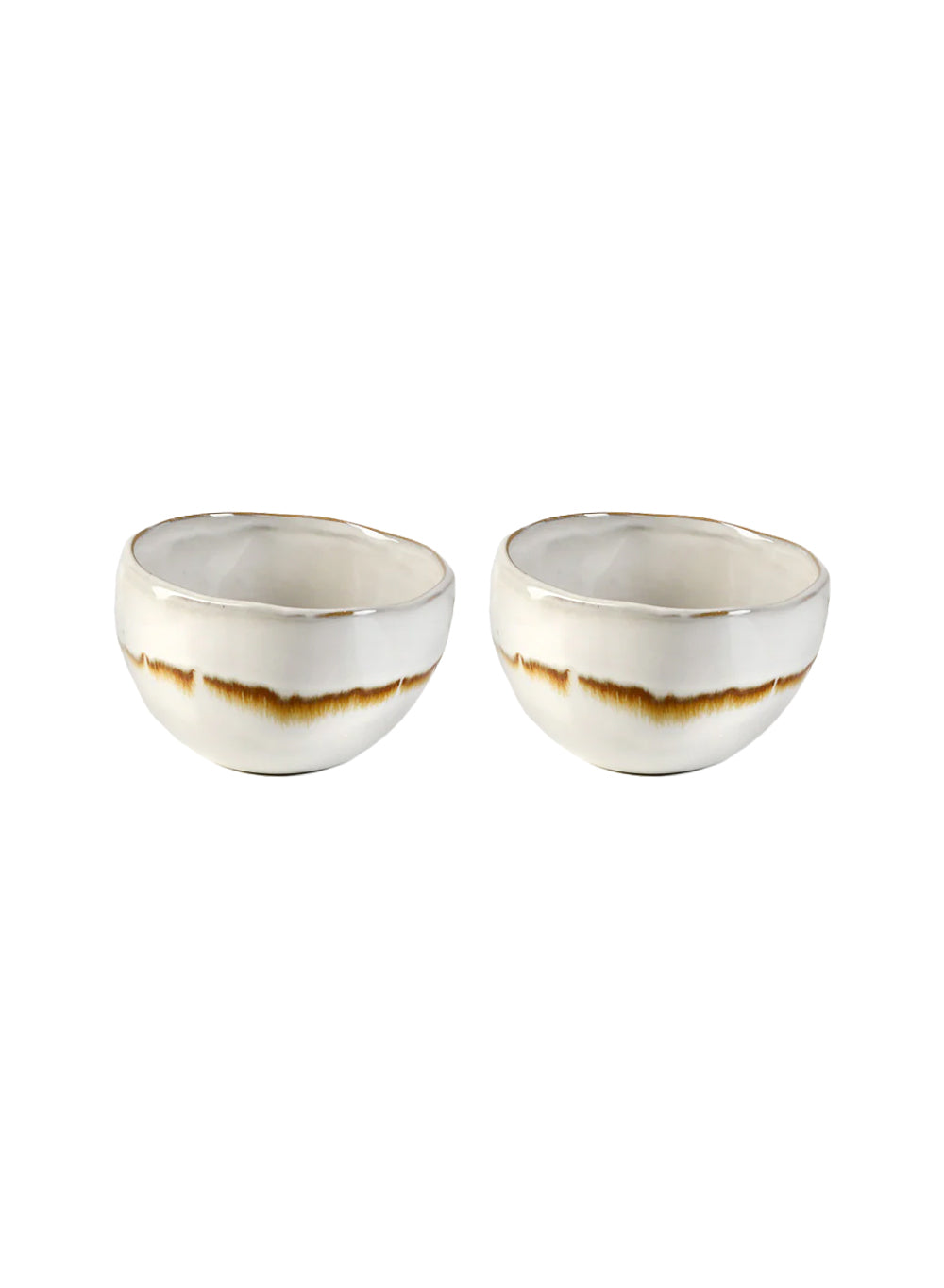 Mocha Striped White Ceramic Bowl Collection