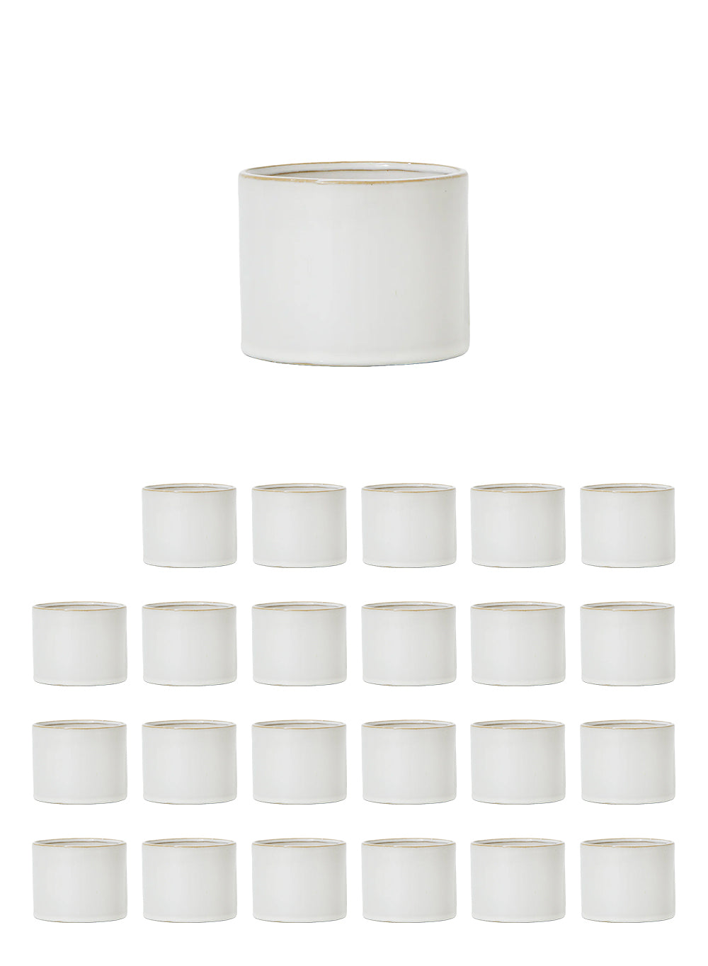 3.5" White Glazed Ceramic Pot with Gold Rim, Set of 2 & 24