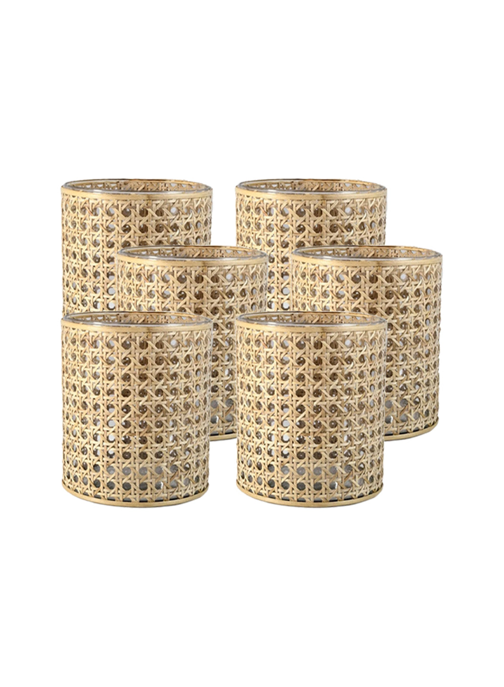 Rattan Cane Wrapped Glass Hurricane, in 6 Sizes