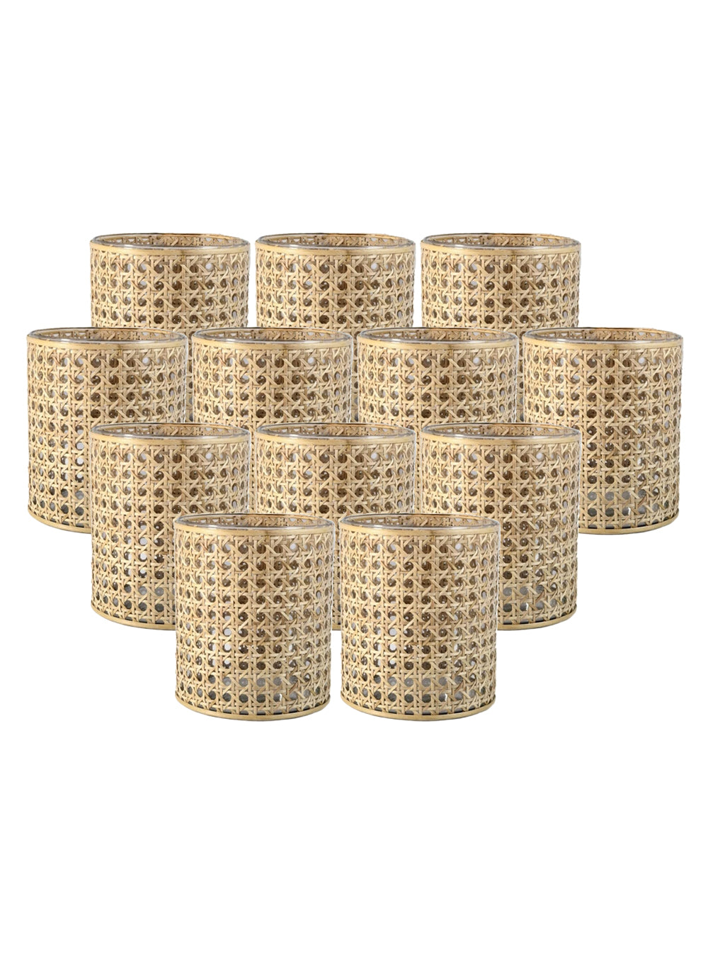 Rattan Cane Wrapped Glass Hurricane, in 6 Sizes