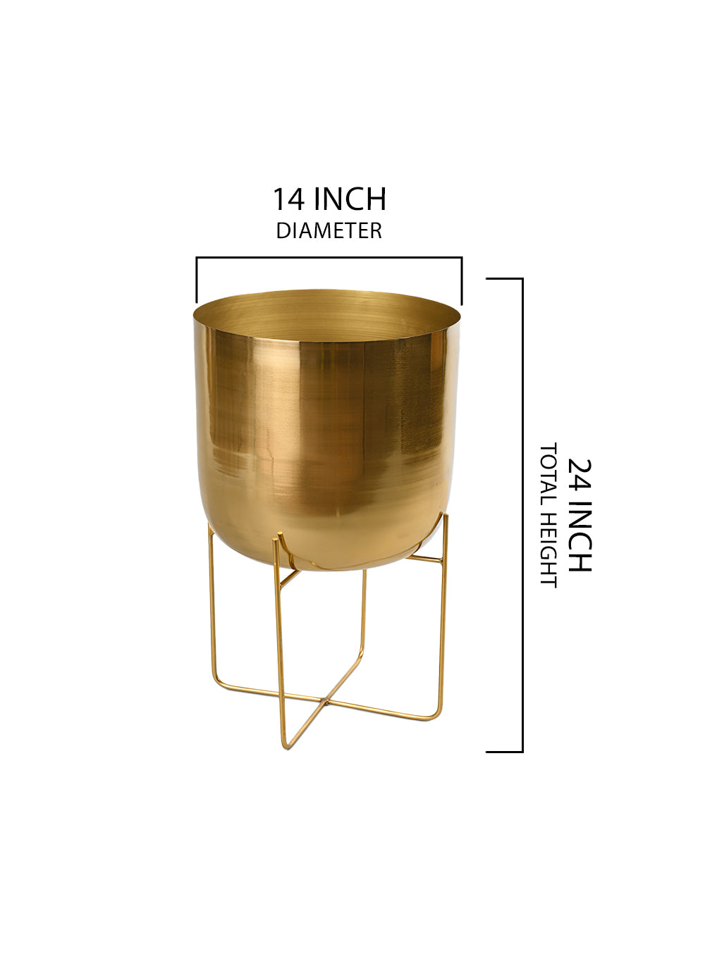 Gold Planter with Detachable Metal Stand, in 4 Sizes