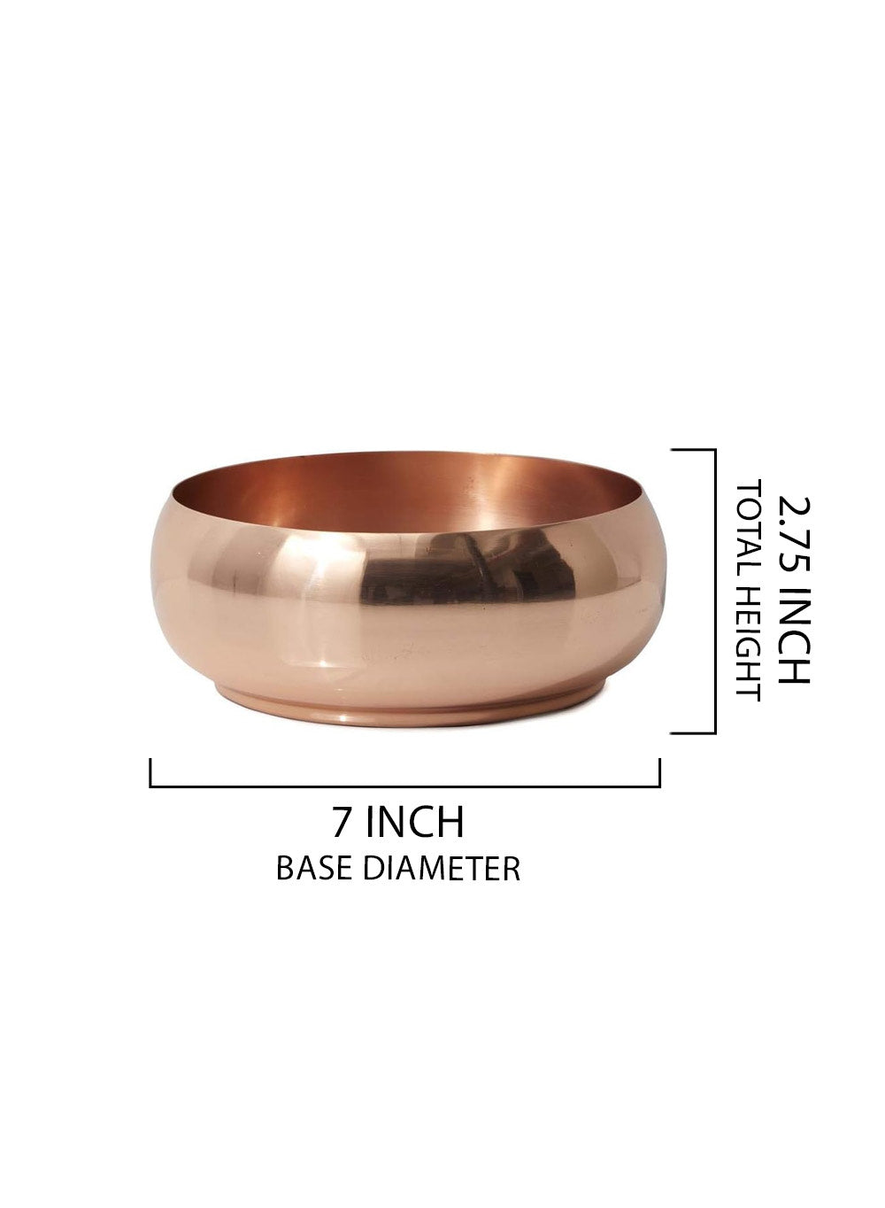 Decorative Shallow Copper Plated Bowl, 7" Diameter & 2.75" Tall
