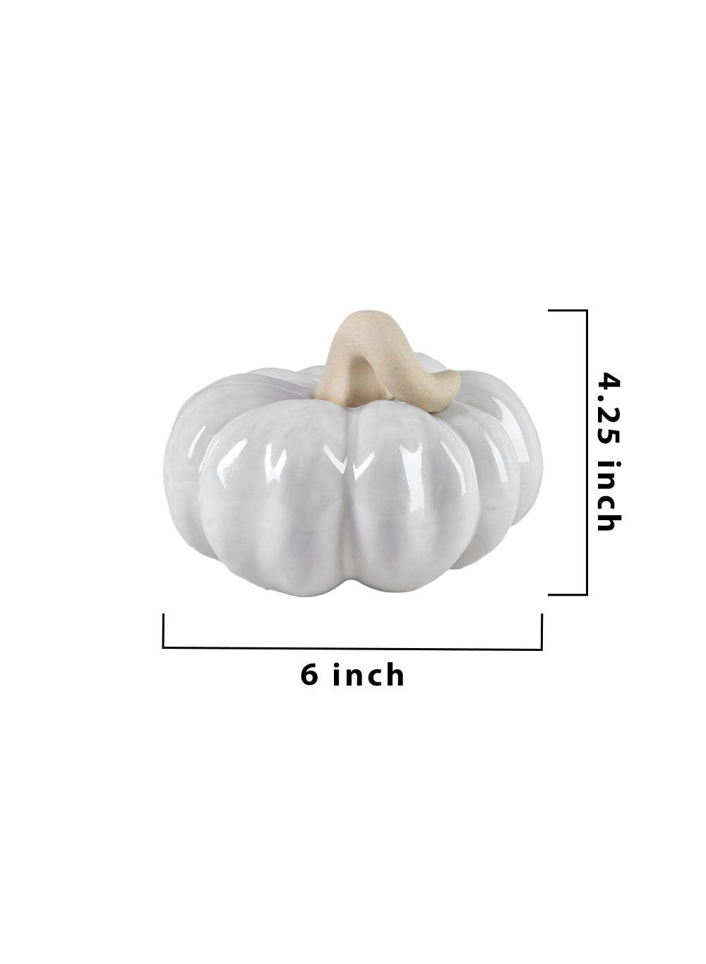 White Ceramic Pumpkin, 6" Diameter & 4.25" Tall