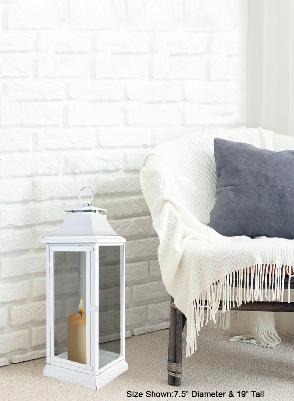 Classic Black/ White Hurricane Lantern, in 3 sizes