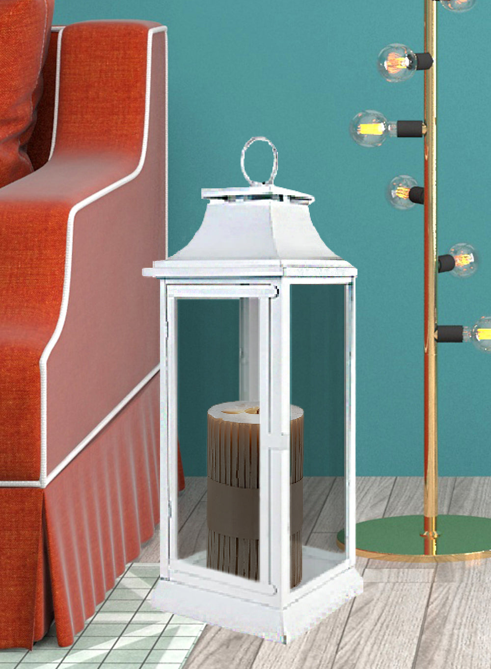 Classic Black/ White Hurricane Lantern, in 3 sizes