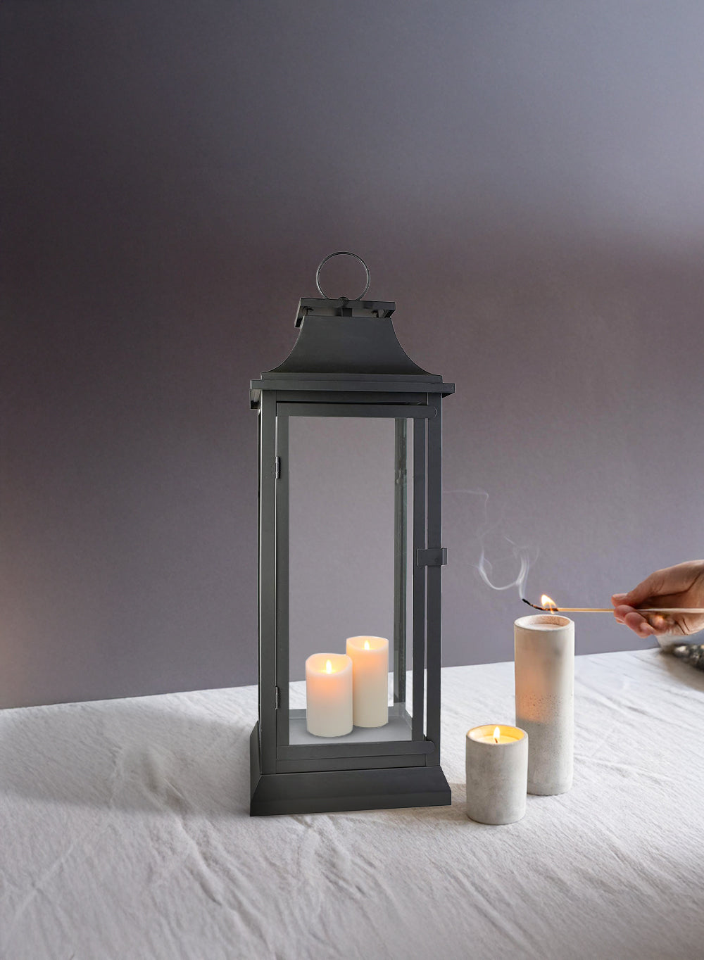 Classic Black/ White Hurricane Lantern, in 3 sizes