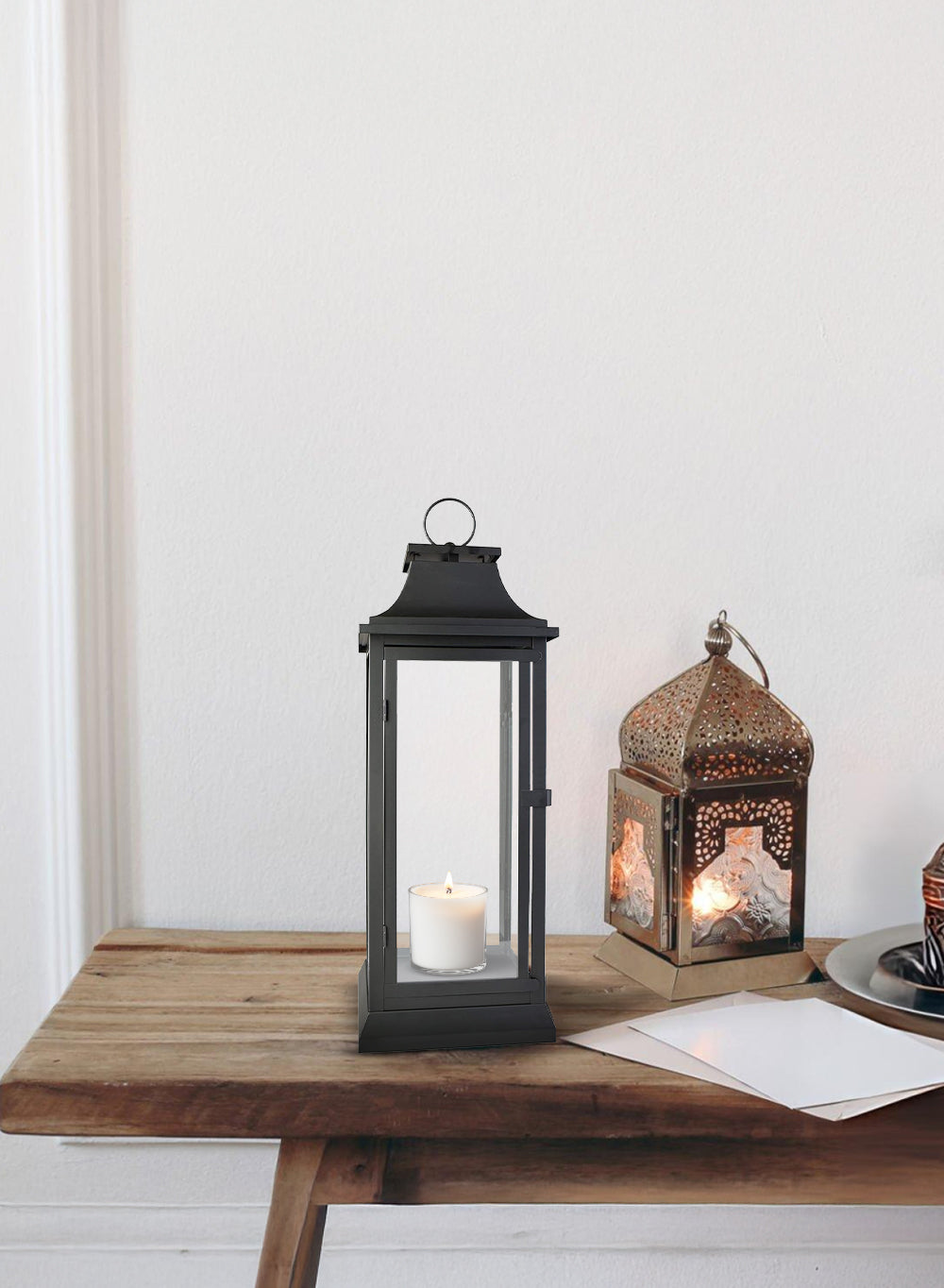Classic Black/ White Hurricane Lantern, in 3 sizes
