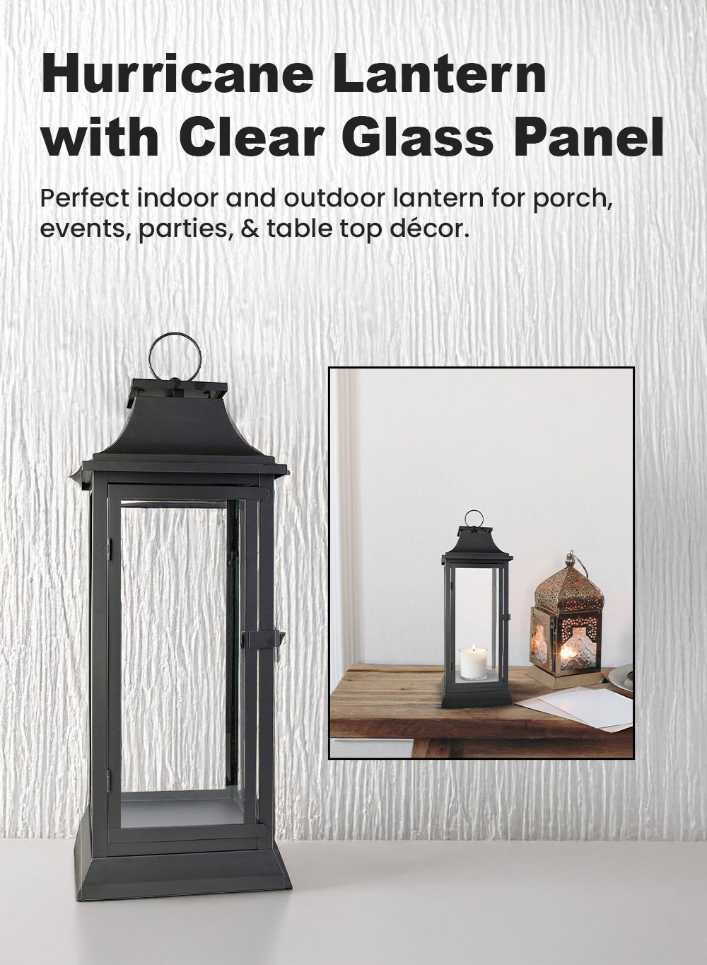 Classic Black/ White Hurricane Lantern, in 3 sizes