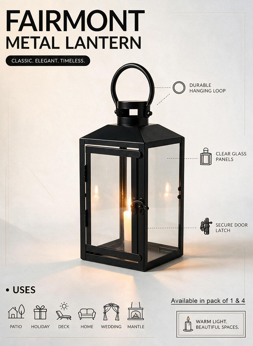 Fairmont Black Metal Lantern Collection