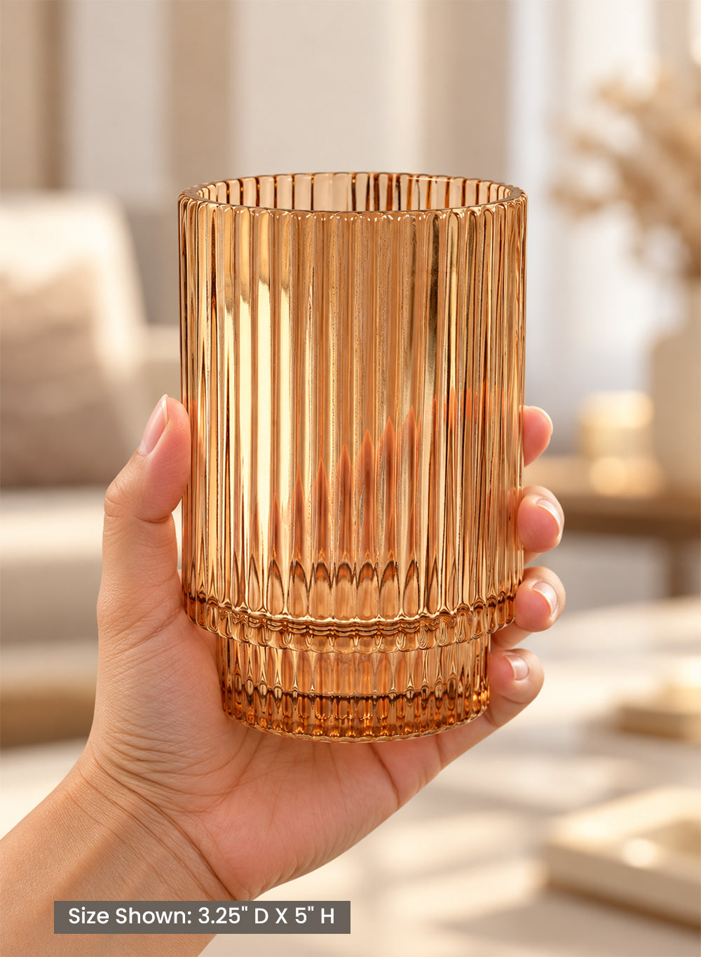 Ribbed Glass Votive Candle Holder Collection