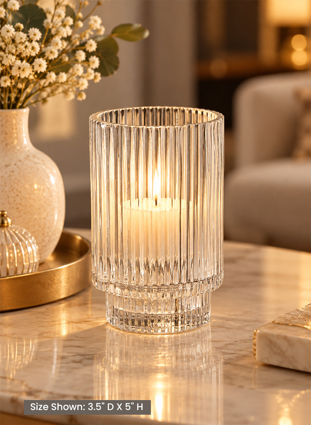Ribbed Glass Votive Candle Holder Collection