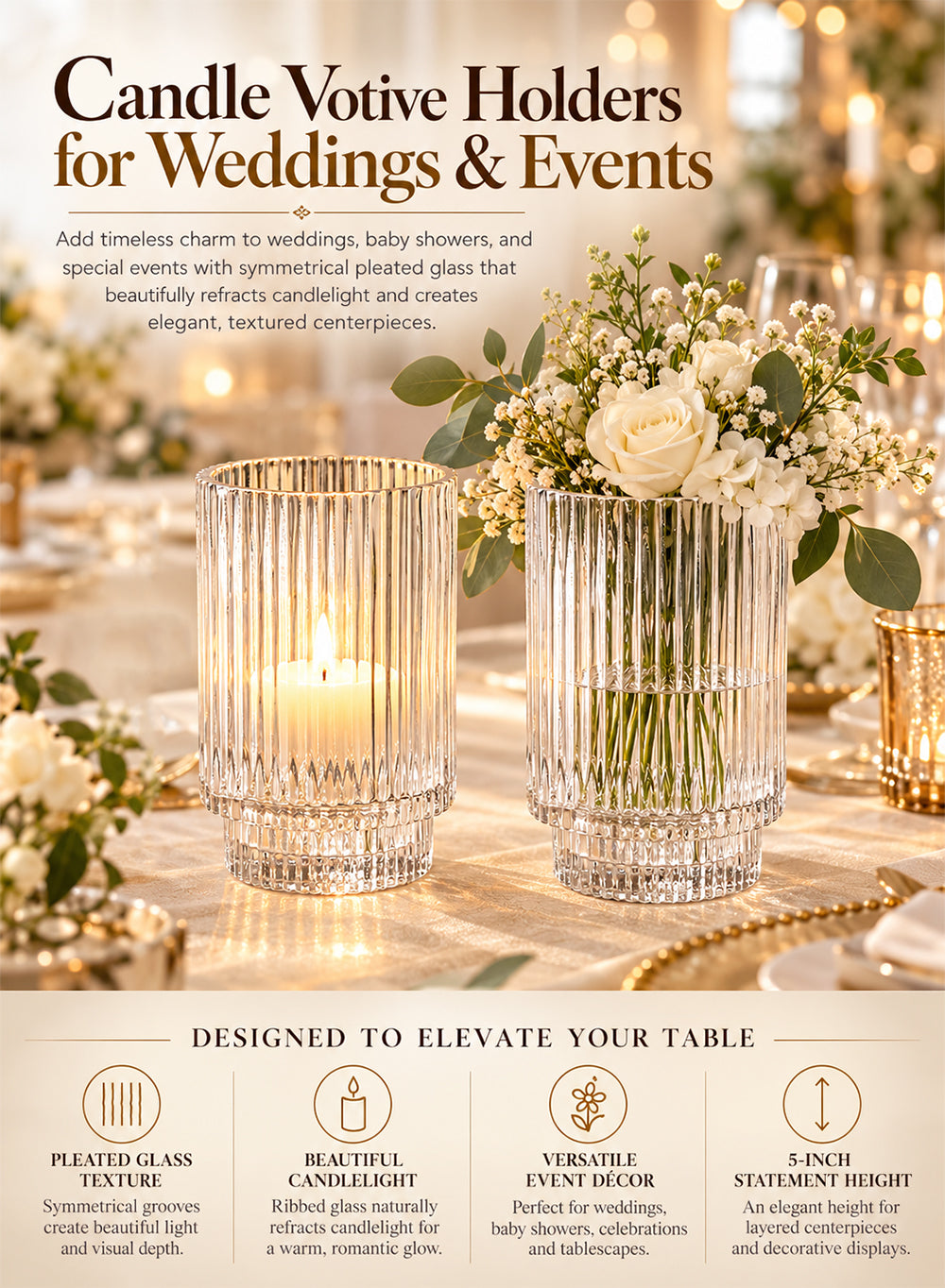 Ribbed Glass Votive Candle Holder Collection