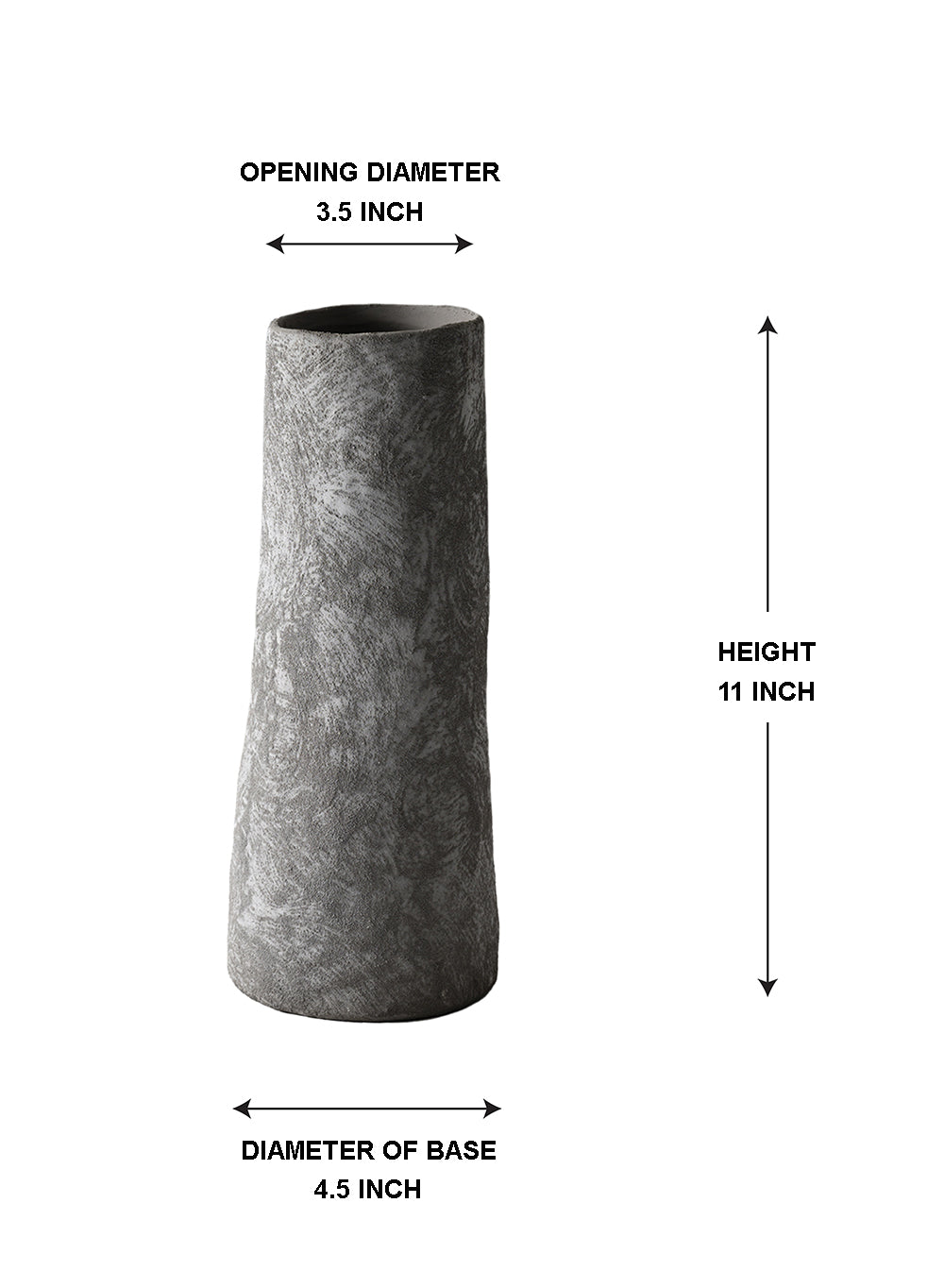Stone Textured Gray Ceramic Vase, Available in 2 Sizes