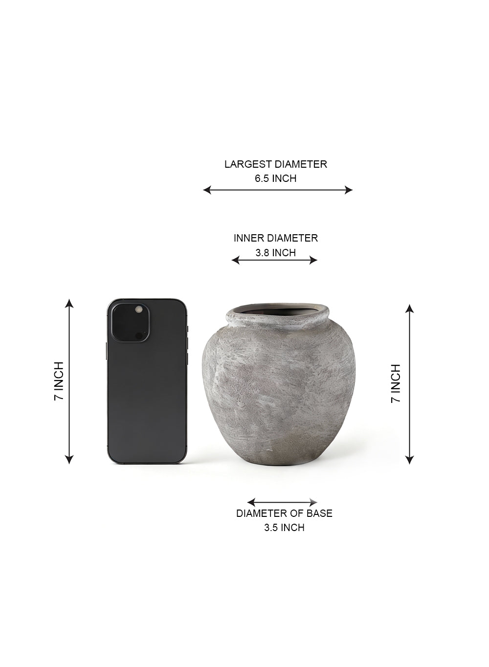 Gray Stone-Textured Ceramic Vase Collection