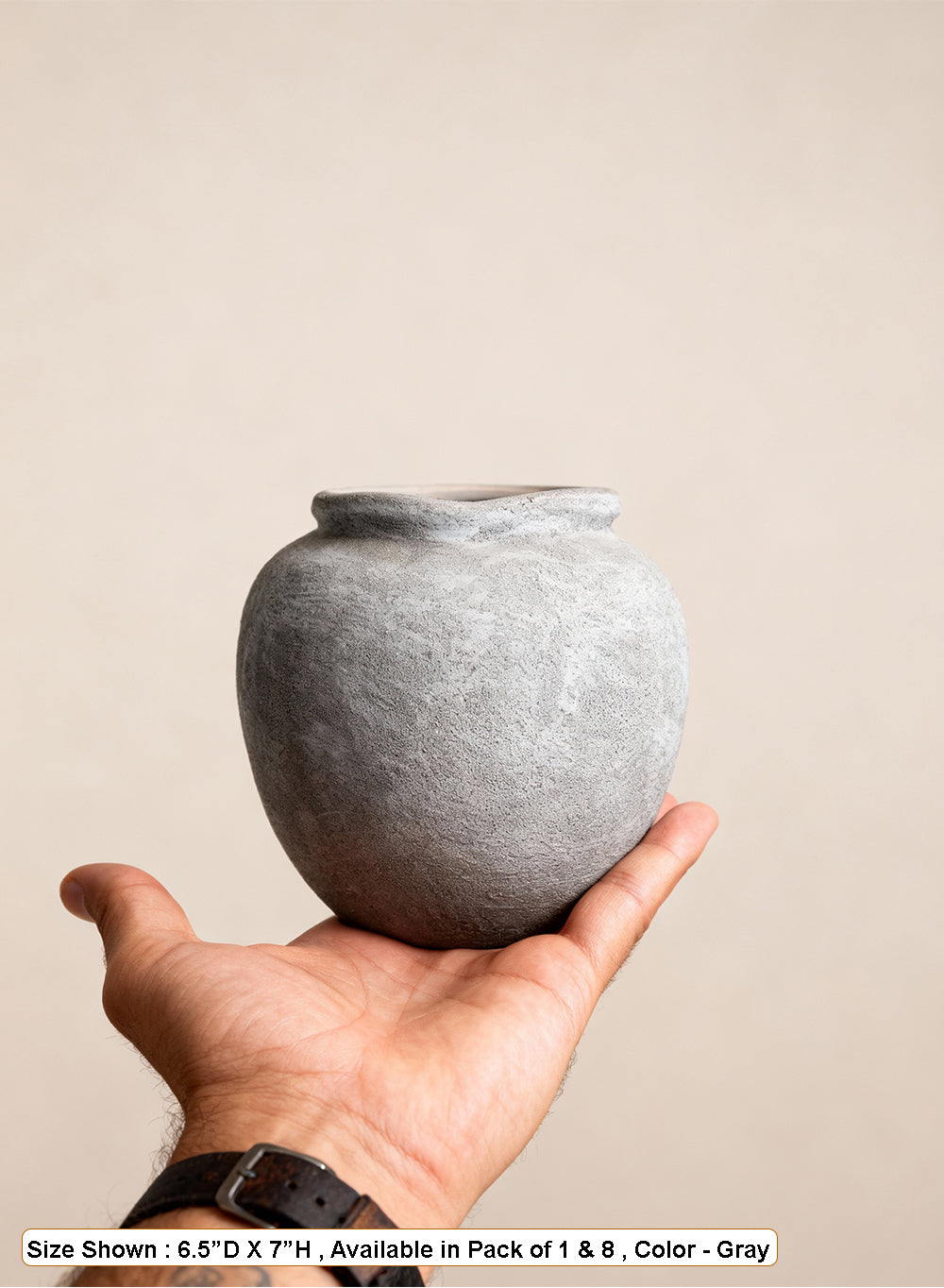 Gray Stone-Textured Ceramic Vase Collection