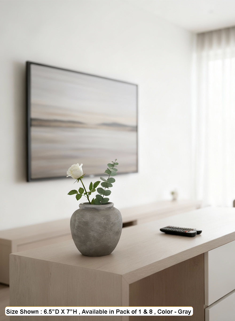 Gray Stone-Textured Ceramic Vase Collection