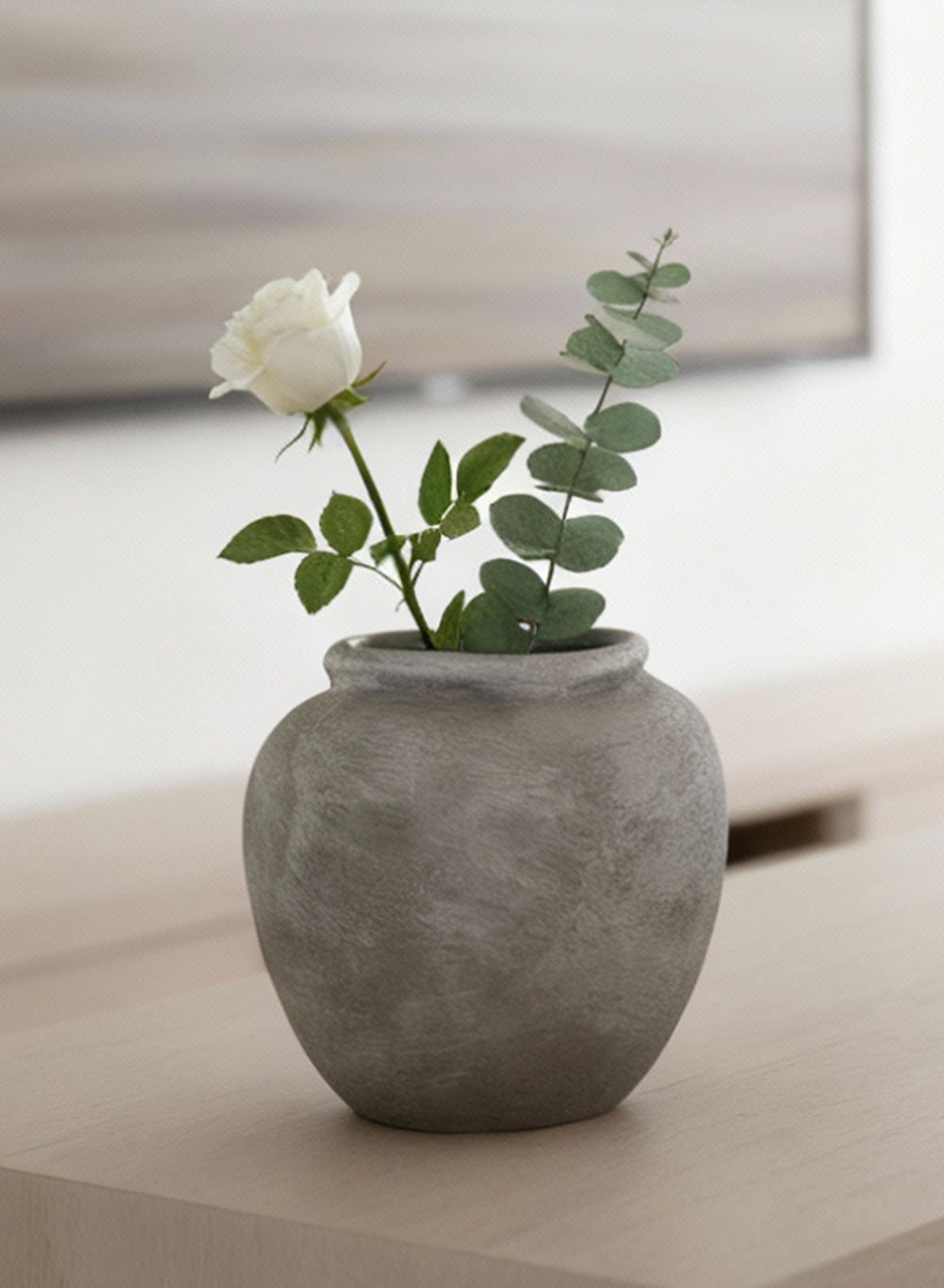 Gray Stone-Textured Ceramic Vase Collection