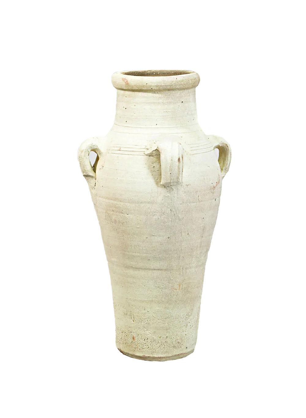Santorini Four-Handled Clay Floor Vase, 14" Diameter and 24" Tall