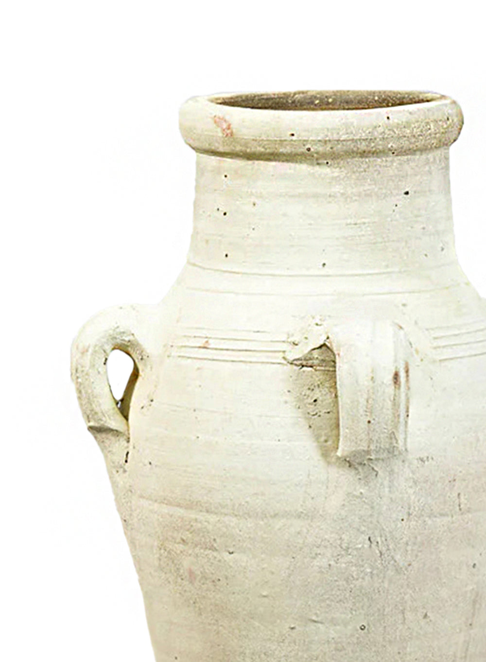 Santorini Four-Handled Clay Floor Vase, 14" Diameter and 24" Tall