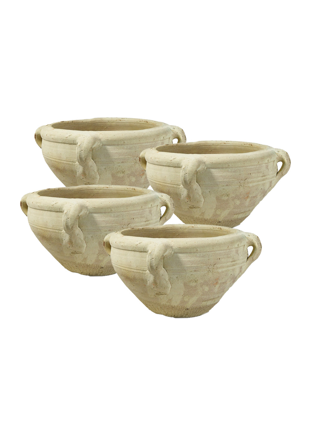 Antique Terracotta Clay Ceramic Pottery Bowl, 10" Diameter & 5" Tall, Pack of 4