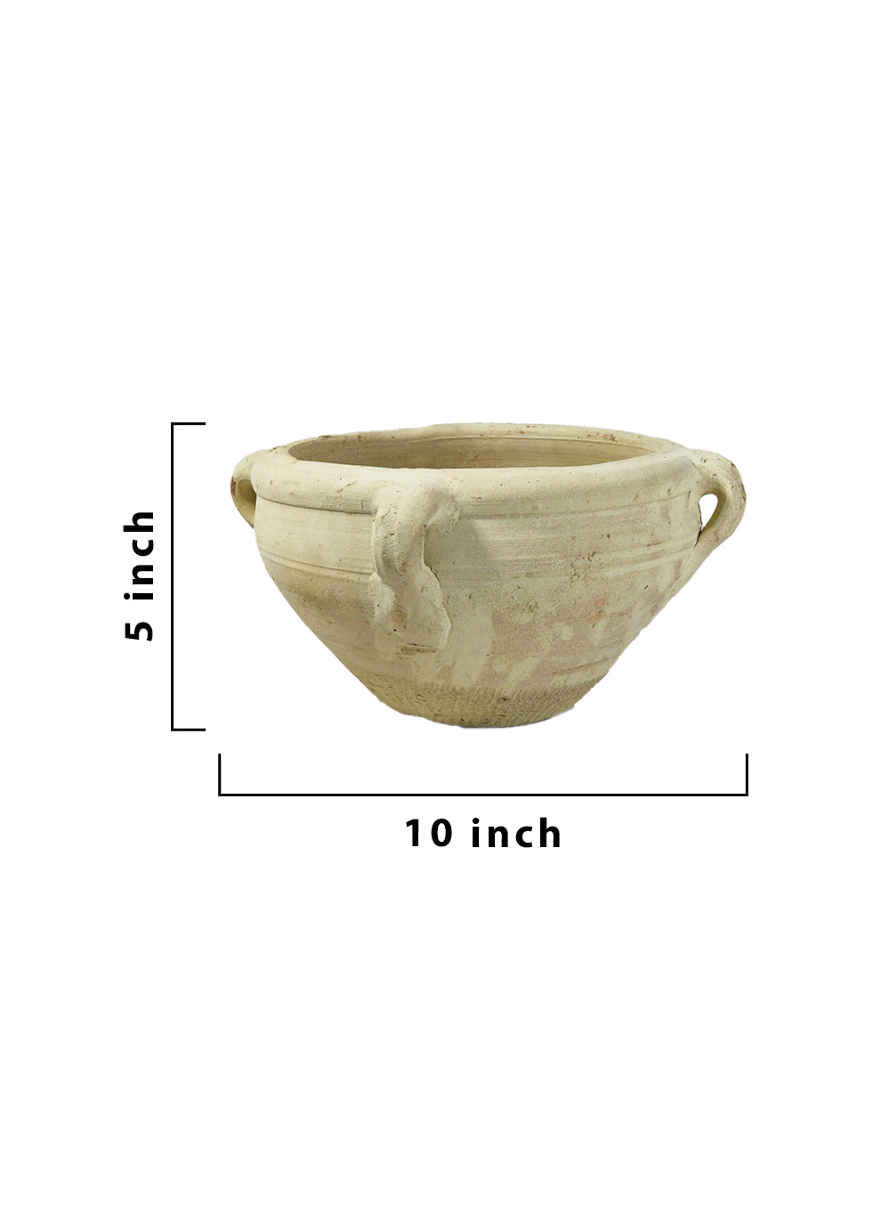 Antique Terracotta Clay Ceramic Pottery Bowl, 10" Diameter & 5" Tall