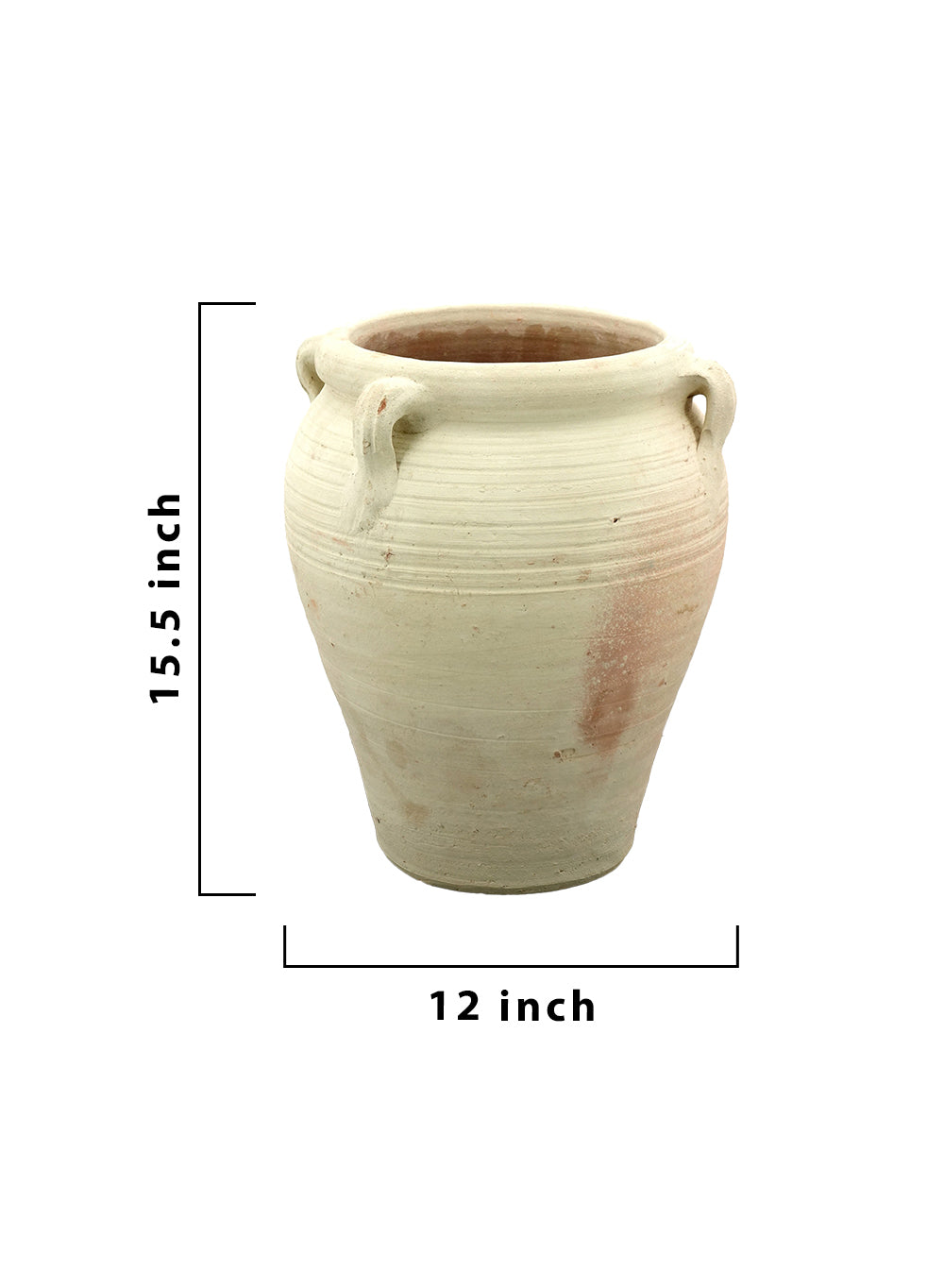Serene Spaces Living, 16-inch Antique Terracotta Clay Ceramic Pottery Pot, Tall Decorative Vintage Clay Jar Pot for Plants, Home Decor, and Events