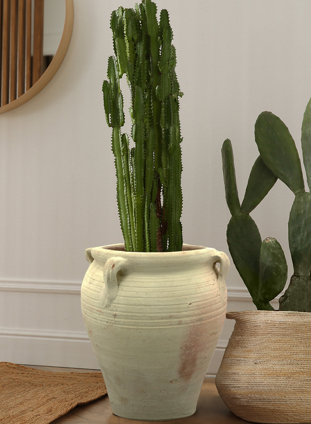 Serene Spaces Living, 16-inch Antique Terracotta Clay Ceramic Pottery Pot, Tall Decorative Vintage Clay Jar Pot for Plants, Home Decor, and Events