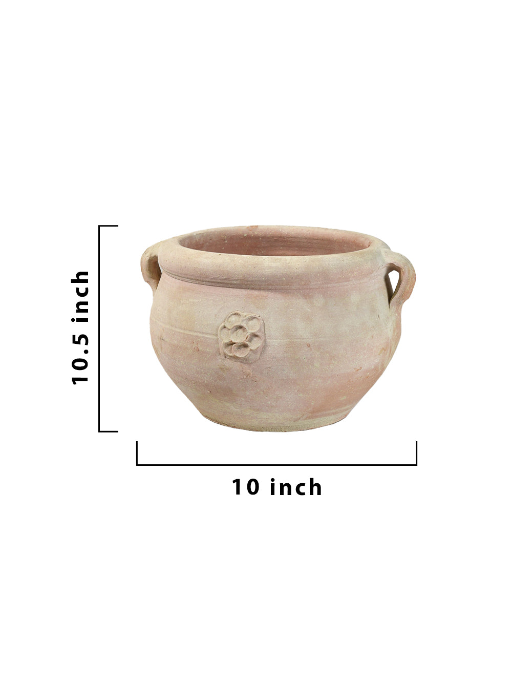 Serene Spaces Living, 10.5-Inch Antique Terracotta Clay Pottery Pot with 2 Handles, Double Handled Decorative Vintage Pot for Plants, Home Decor, and Events, 4-Pack