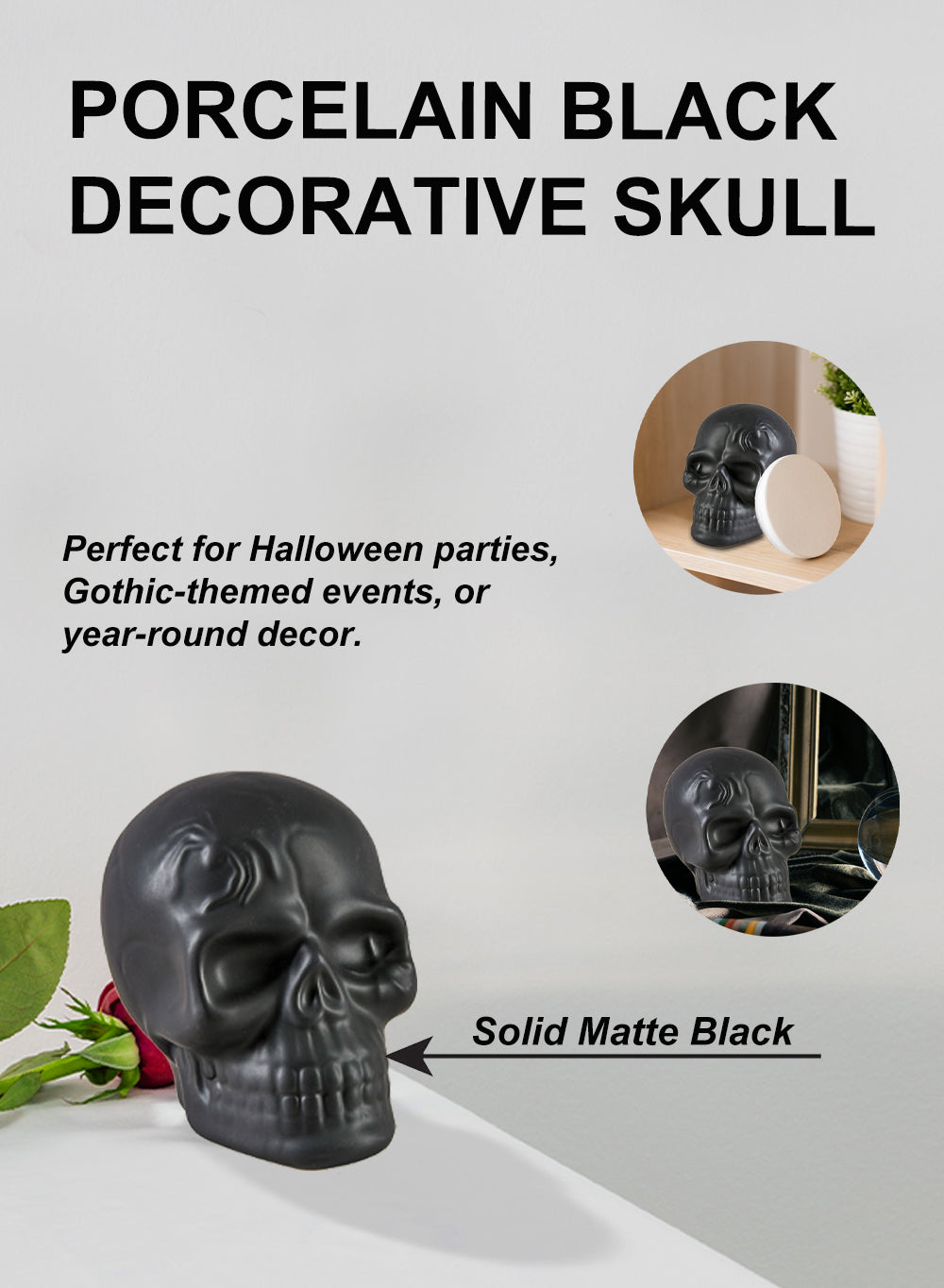 Porcelain Decorative Skull, in 2 Colors
