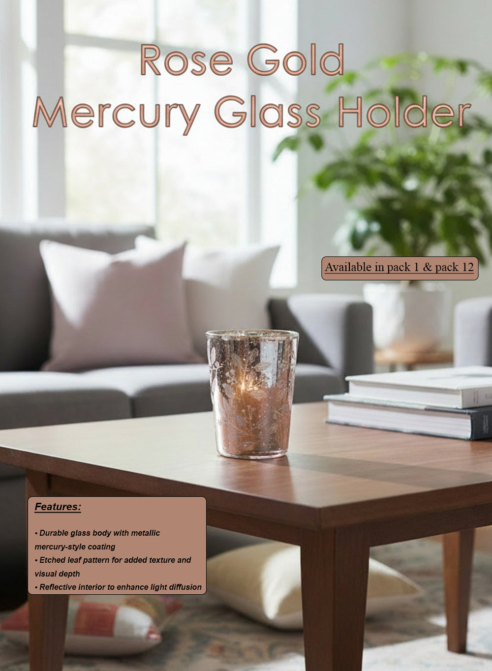 Rose Gold Mercury Glass Holder Collection