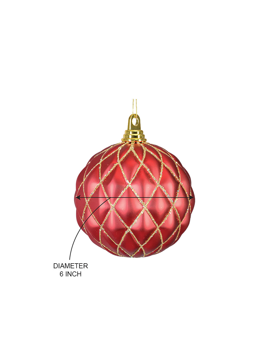 6" Quilted Red Ornaments, Pack of 6