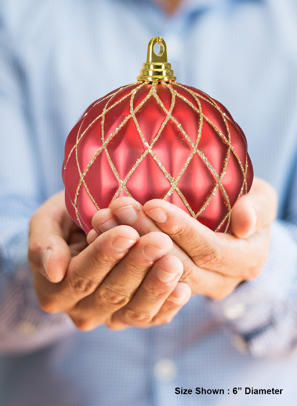 6" Quilted Red Ornaments, Pack of 6
