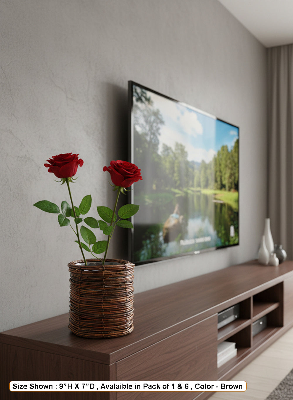 Natural Vine Woven Planter with Plastic Liner Collection