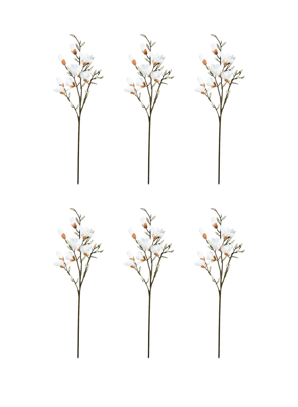 47" Lifelike White Magnolia Stem, Pack of 6