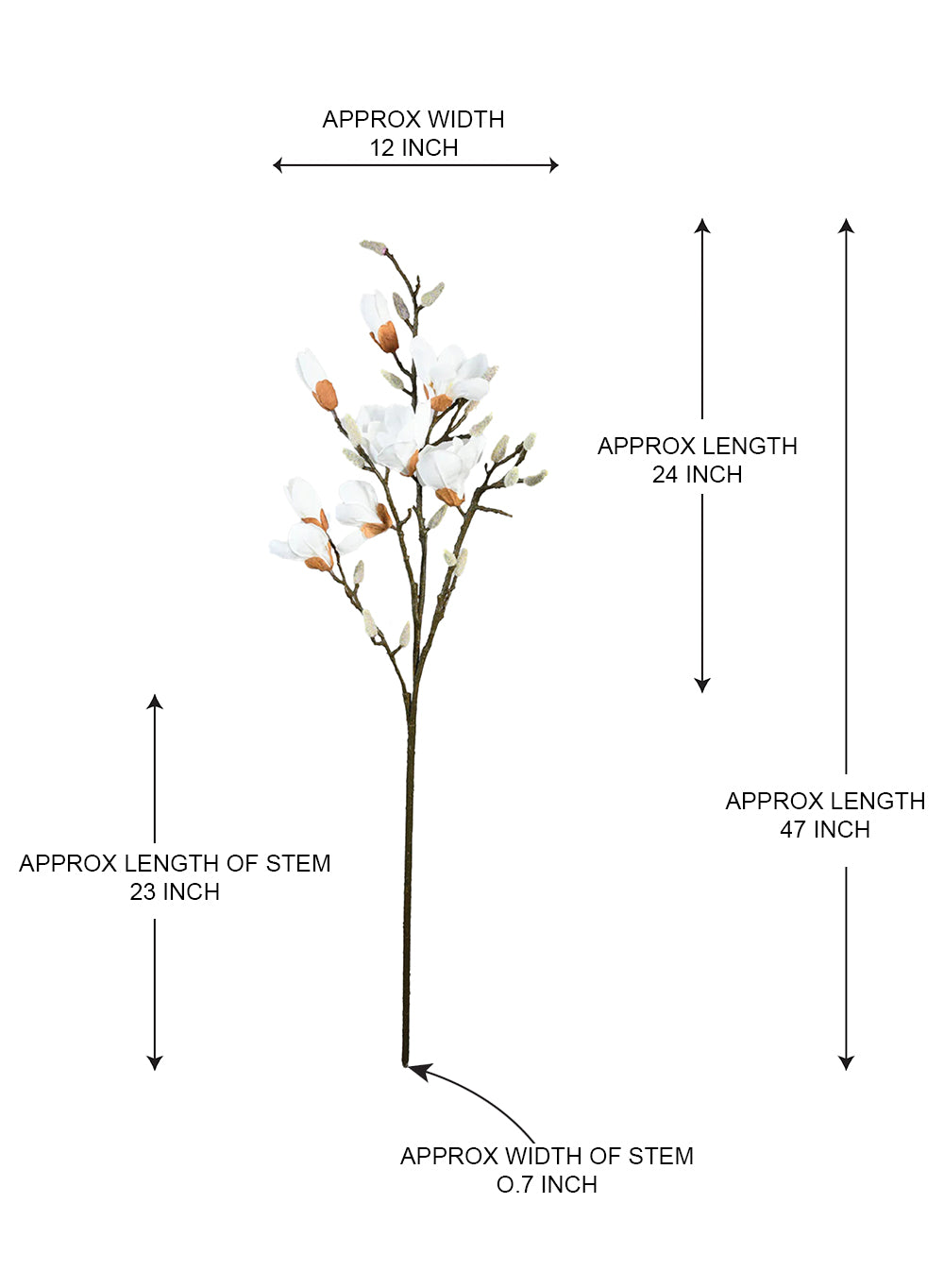 47" Lifelike White Magnolia Stem, Pack of 6