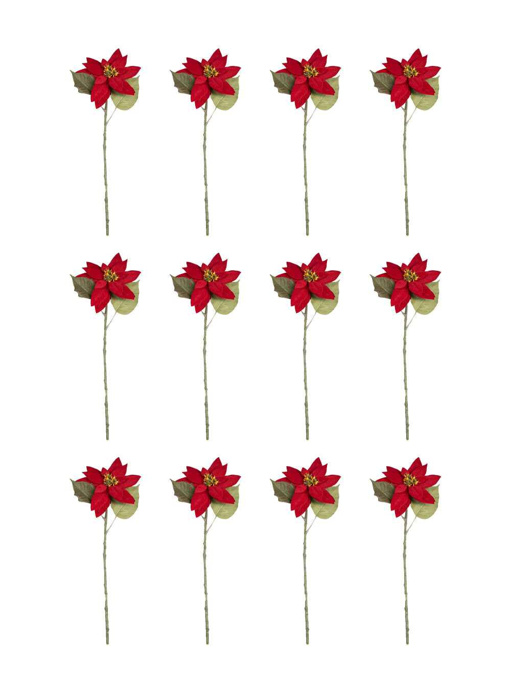 Lifelike Poinsettia Stems, Pack of 12