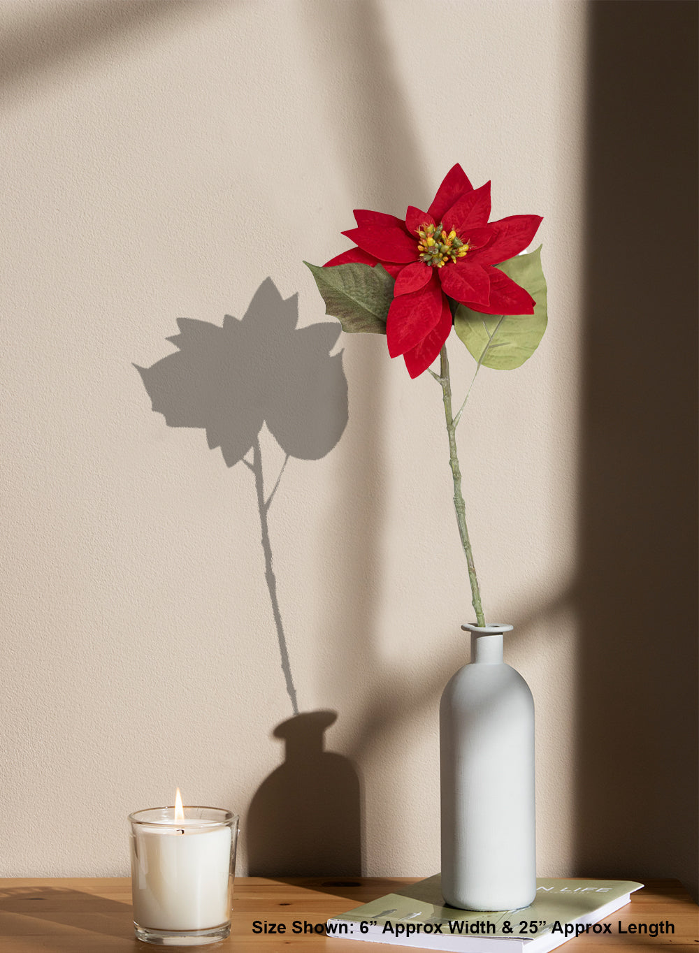 Lifelike Poinsettia Stems, Pack of 12