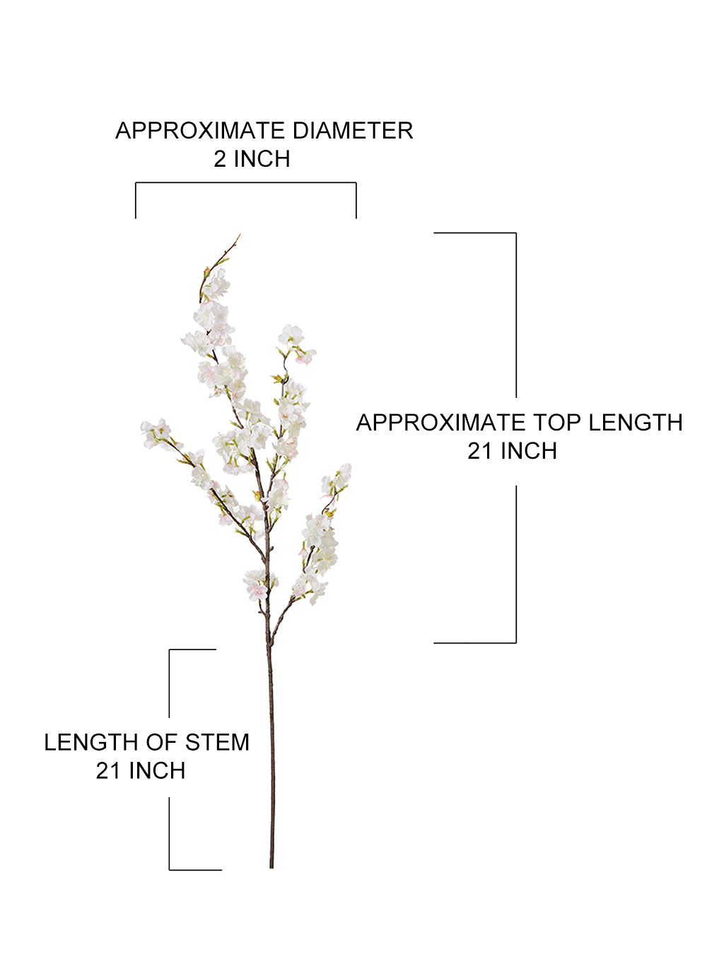 42" Artificial White Cherry Blossom Branch, Pack of 12