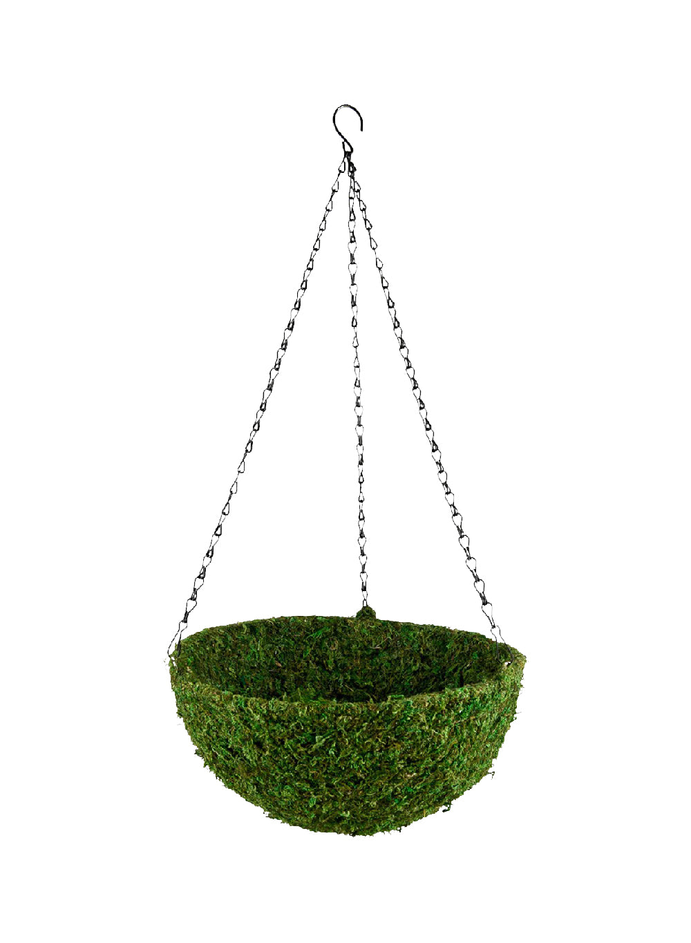 Preserved Green Moss Hanging Basket, 12.5" Diameter & 5" Tall