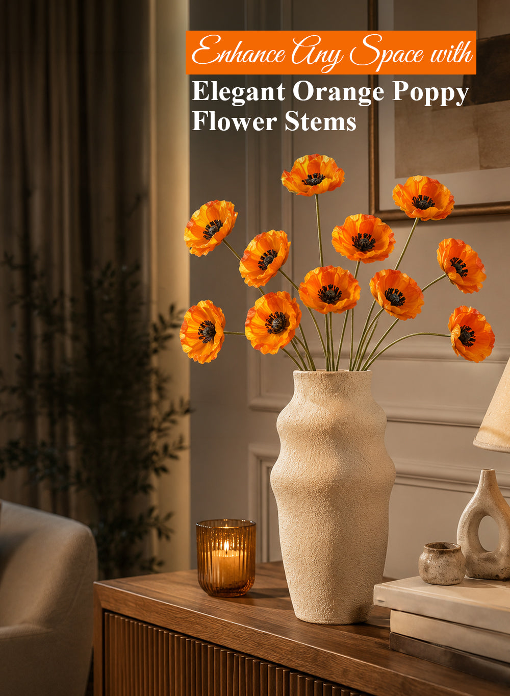 27" Artificial Poppy Stem Collection
