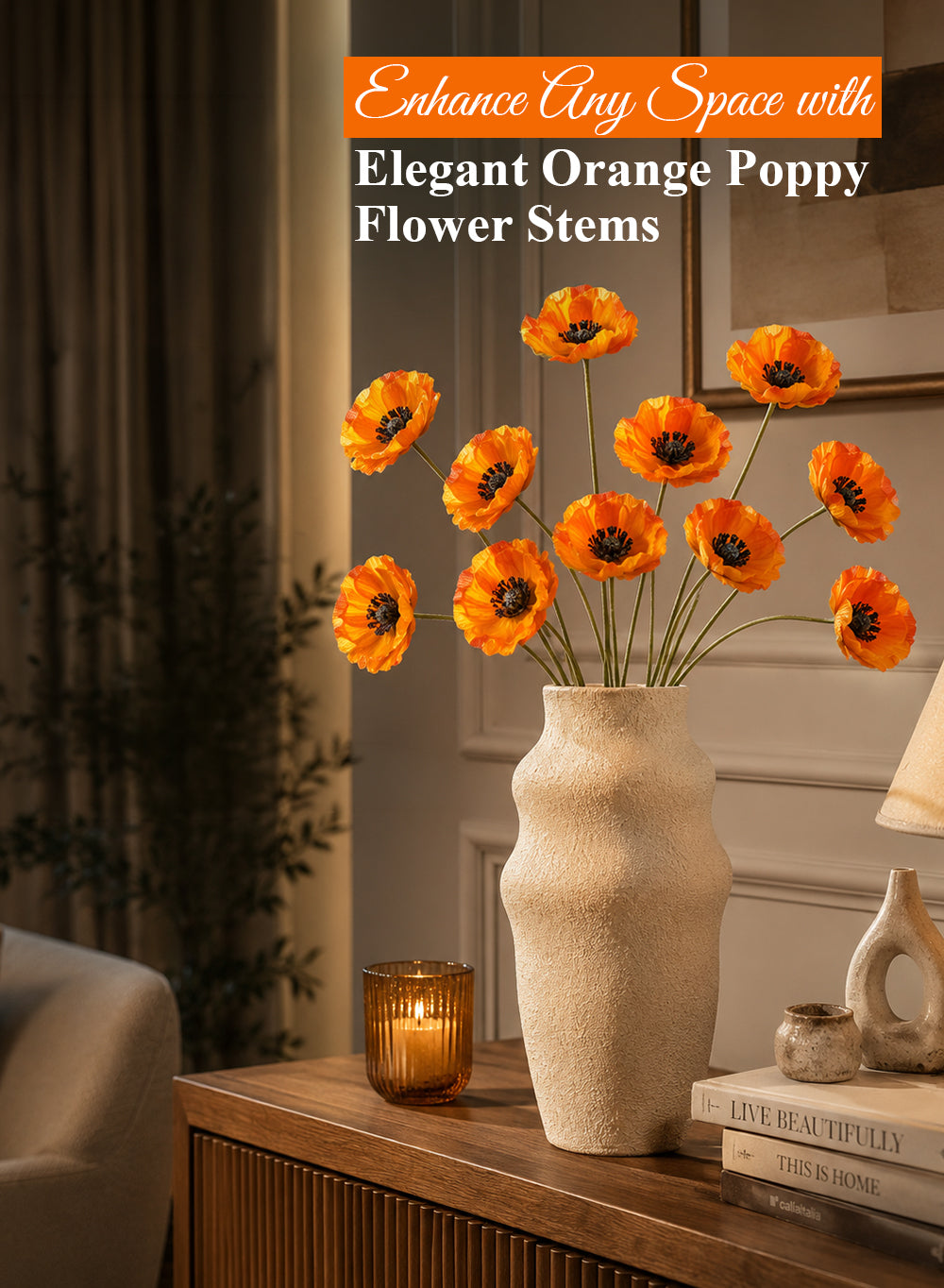 27" Artificial Poppy Stem Collection
