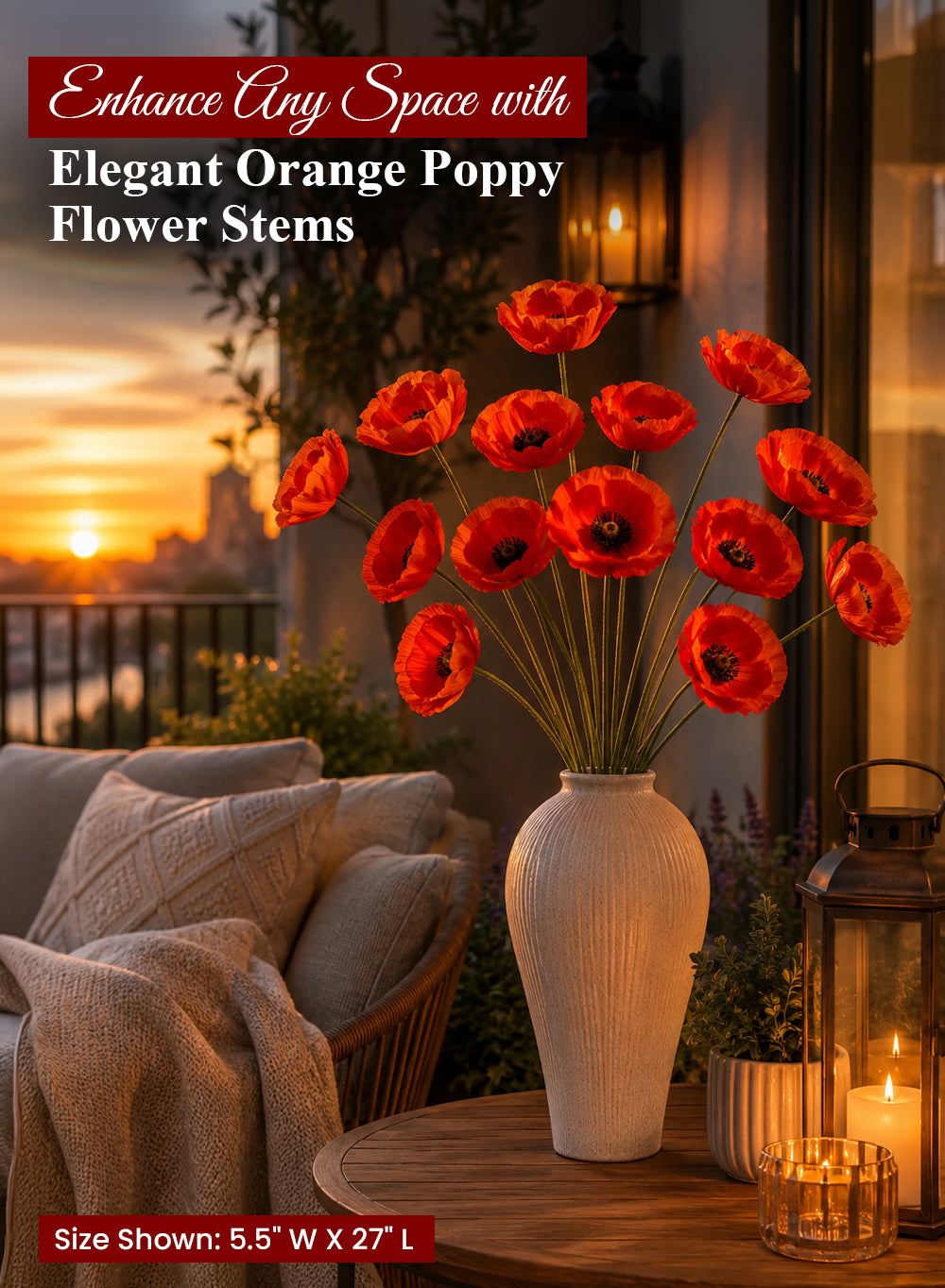 27" Artificial Poppy Stem Collection