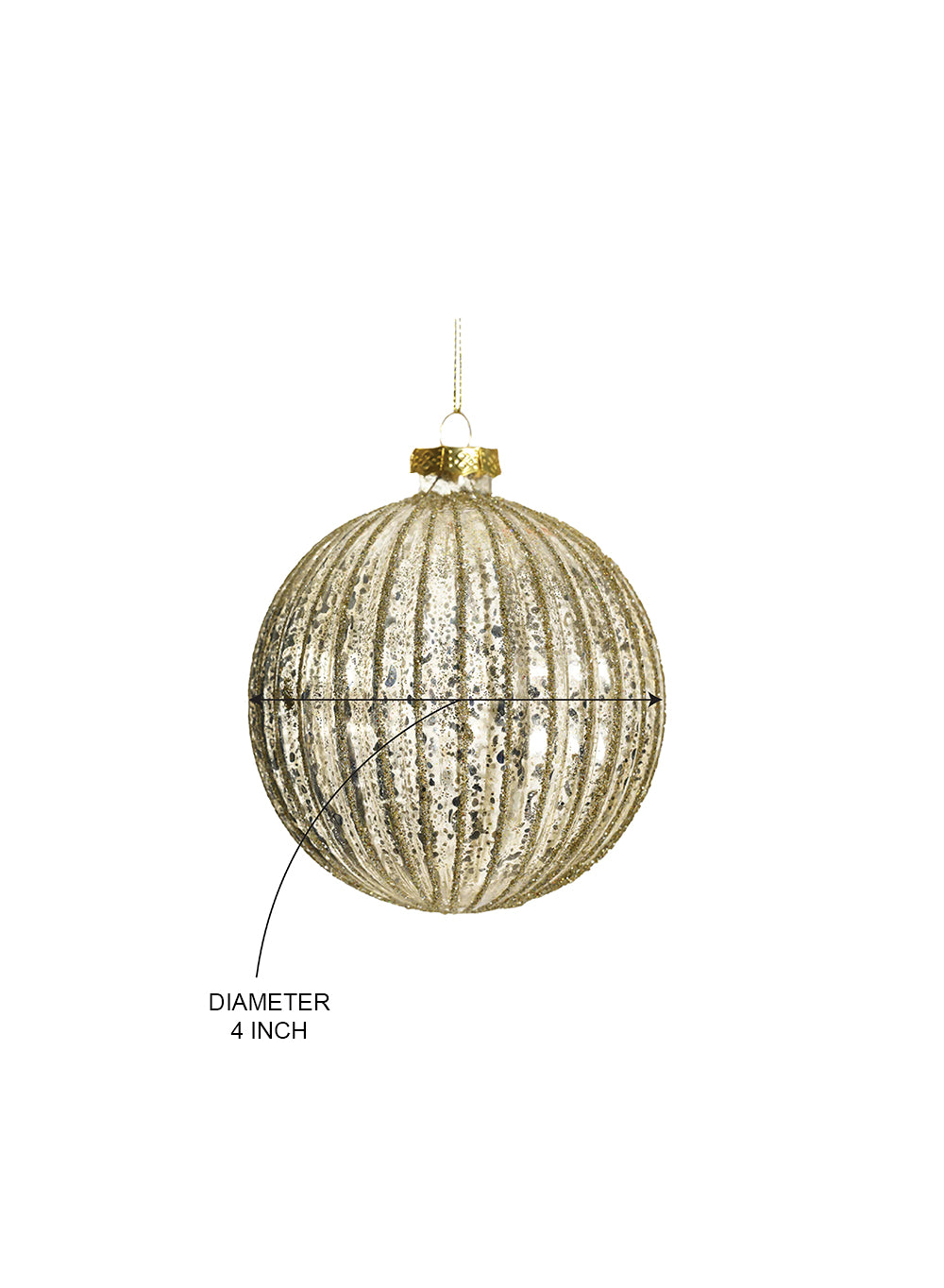 4" Gold Mercury Ribbed Glass Ornaments, Pack of 4