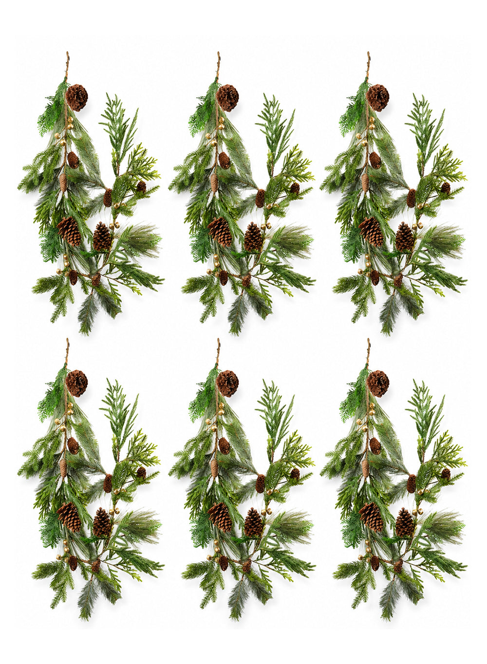 Evergreen Garland with Natural Pinecones & Gold Jingle Bells, 60" Long
