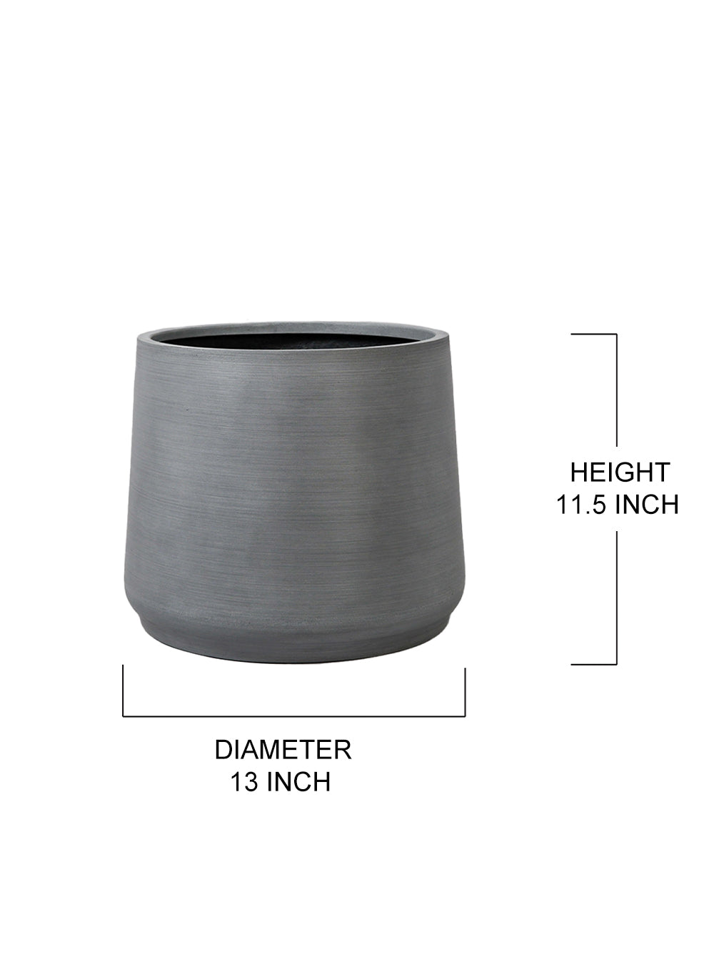Fiber Glass Gray Vase, 13" Diameter & 11.5" Tall