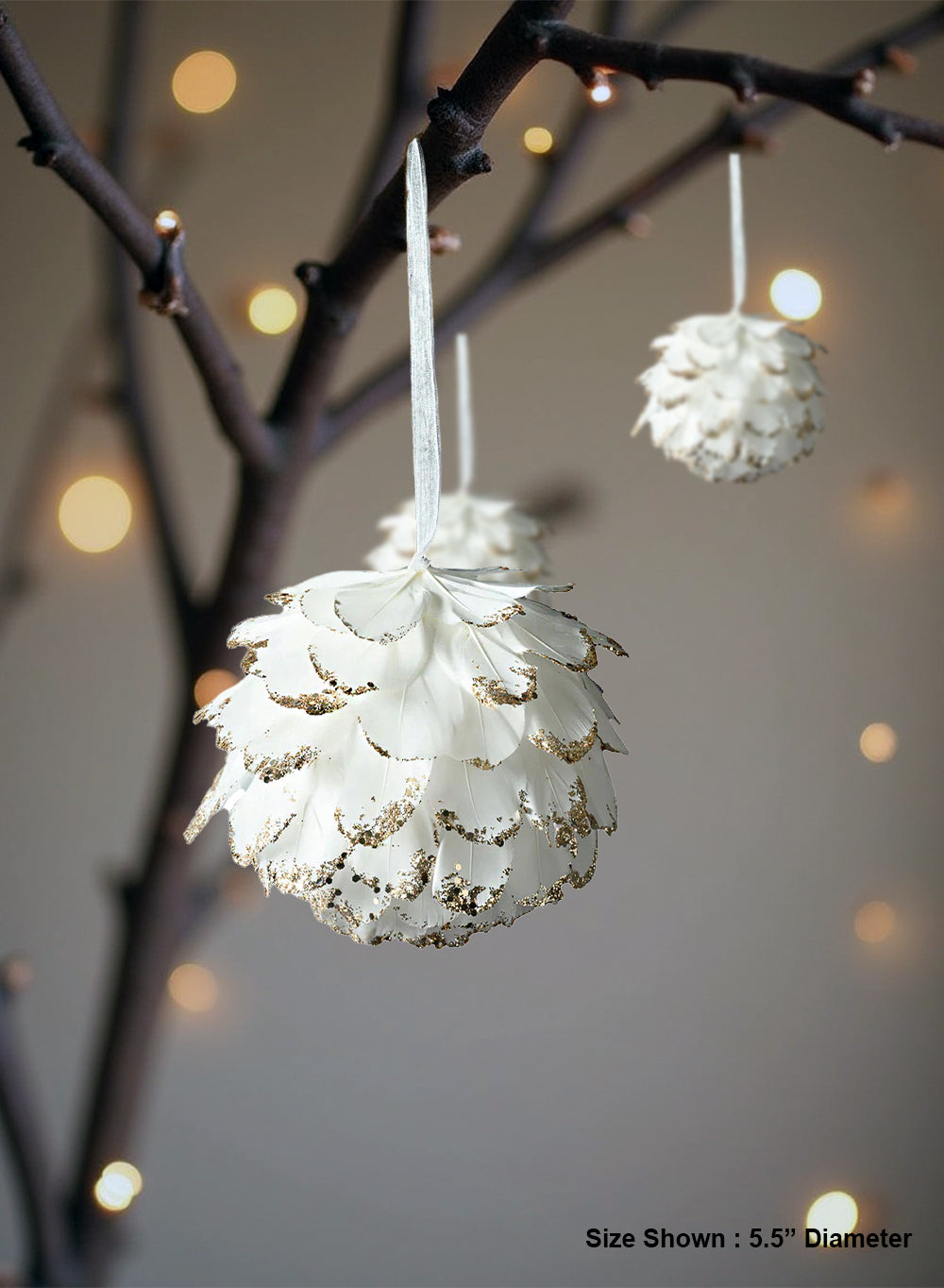 White Feather Ornament, Available 2 Sizes